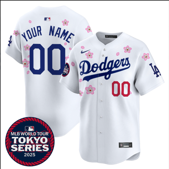 Men Custom Los Angeles Dodgers Tokyo Series 2025 white Limited Stitched Jersey->customized mlb jersey->Custom Jersey